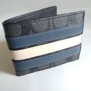 Coach Men's Stripes Signature Slim Wallet